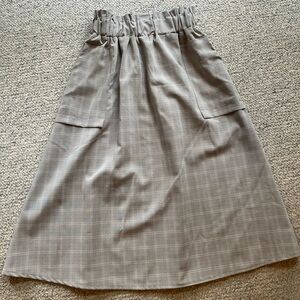 Grey paper bag top A Line midi skirt with pockets